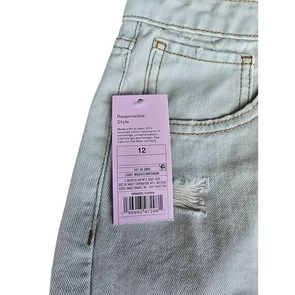 Wild Fable Womens Denim Shorts Light Wash Size 12 Cotton Blend Super High-Rise - Picture 3 of 4